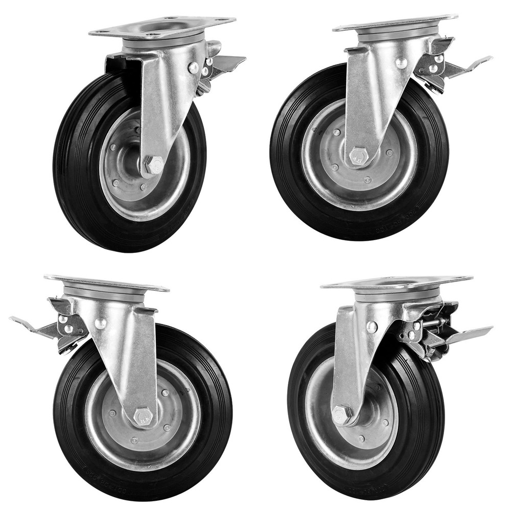 4x Heavy Duty 8 Inch Swivel Caster Wheelfor Cabinet Trash Can Load 617LB W/glove