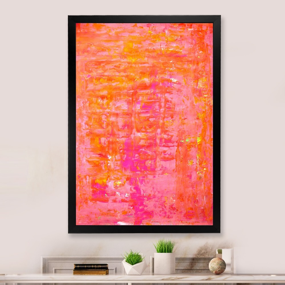 Designart Orange Meets Pink Modern Art Framed Wall Decor for Contemporary Spaces