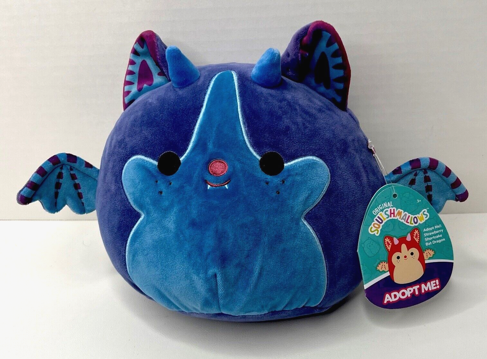 Adopt Me! Squishmallows Strawberry Shortcake Bat Dragon Blue Purple Plush Jazwar