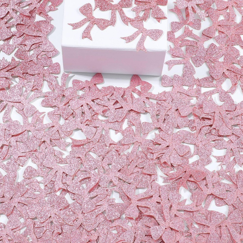 Dunzoom 300 Pcs Pink Bow Bachelor Party Confetti She's Tying The Knot Confett...