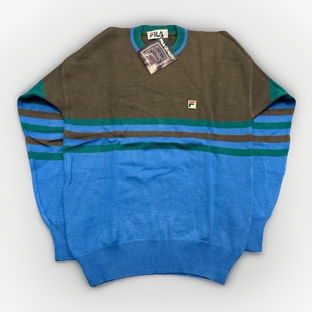 Vintage 90s Fila Blue Knit Pullover Sweater Men’s Size US 40 NEW With Tags NOS