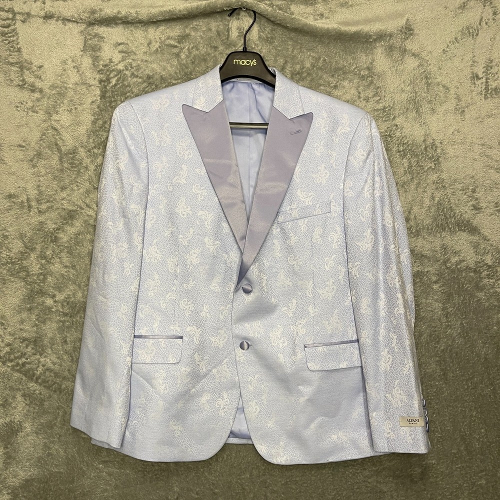Alfani Mens Jacquard Floral Slim Fit Evening 2 Button Sport Coat Blazer