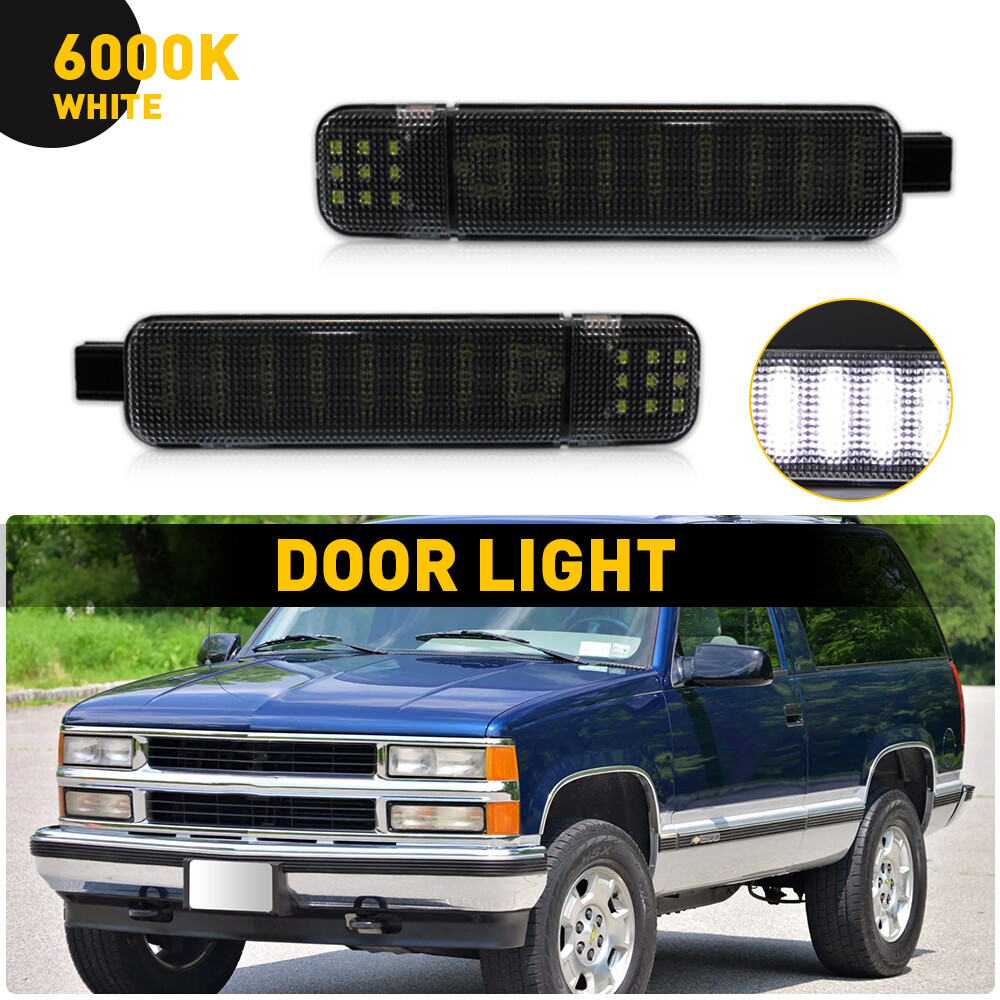 Pair LED Door Courtesy Light Smoked White For Chevy Silverado Suburban Tahoe