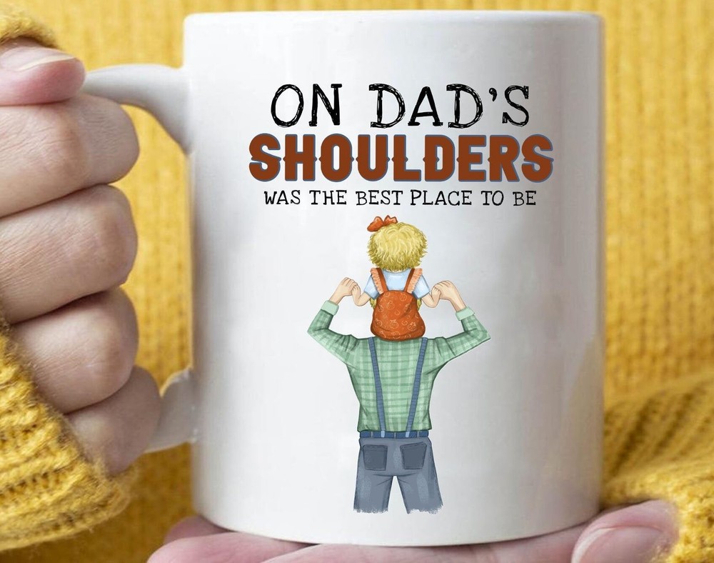 Personalized On Dad's Shoulder Mug Fathers Day Gift Birthday Gift For Papa Mug