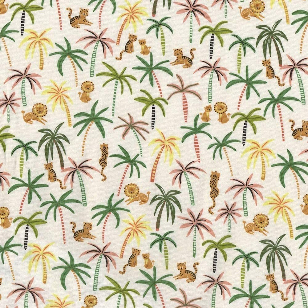 Dear Stella Cute Lion Around Lions White 100% Cotton Fabric by The Yard