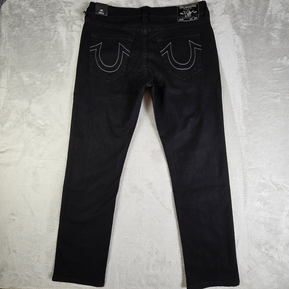 True Religion Geno No Flap SN Relaxed Slim Fit Jeans Men 36x32 Body Rinse Black