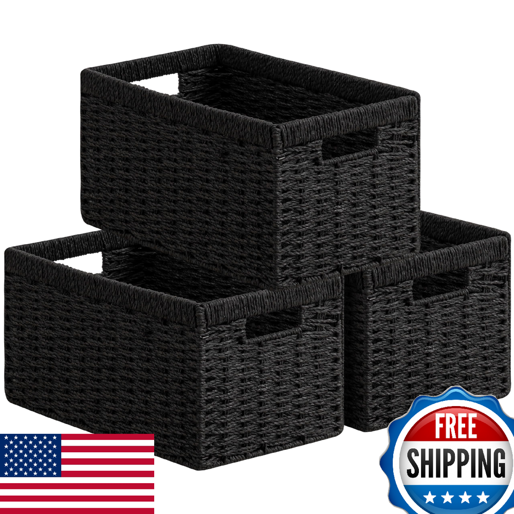 UBBCARE 3 Pack Woven Paper Rope Storage Baskets - 13.4