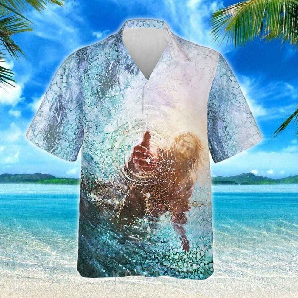 Mens Beach Jesus I Am God Aloha 3D Print Hawaiian Shirt Size S 5XL