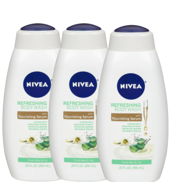 NIVEA Refreshing Aloe & Lilly Body Wash – 20 fl. oz. (Set of 3) – Nourishing