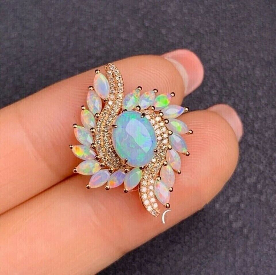 3.50Ct Oval Lab-Created Fire Opal Diamond Women's Pendant 14K Yellow Gold Plated